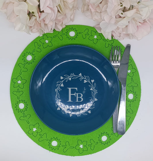 Platzdeckchen Rund teilausschnitt Blüten ca. 30 cm