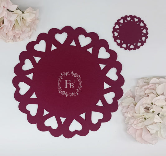 Platzdeckchen Rund Ausschnitt Herz ca. 30 cm