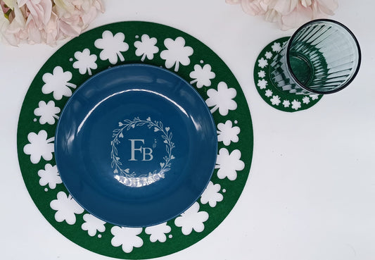 Platzdeckchen Rund Ausschnitt Kleeblatt ca. 30 cm