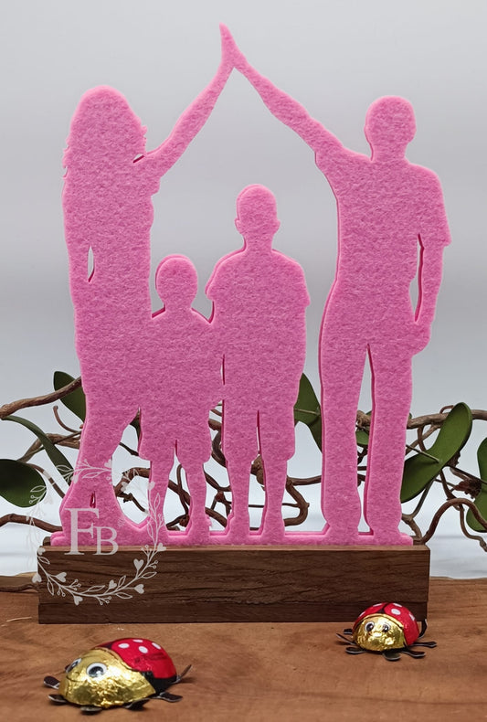 Familie Holzfigur zwei Söhne