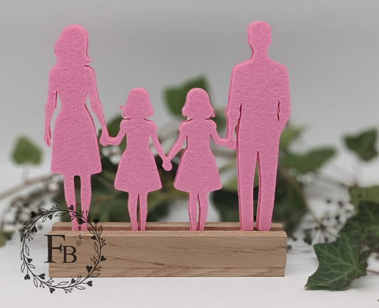 Familie Aufsteller Holzfigur zwei Mädchen