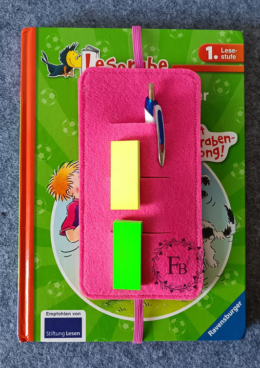 Lesezeichen genäht mit 3 Schlitzen und Gummi (30cm länge)