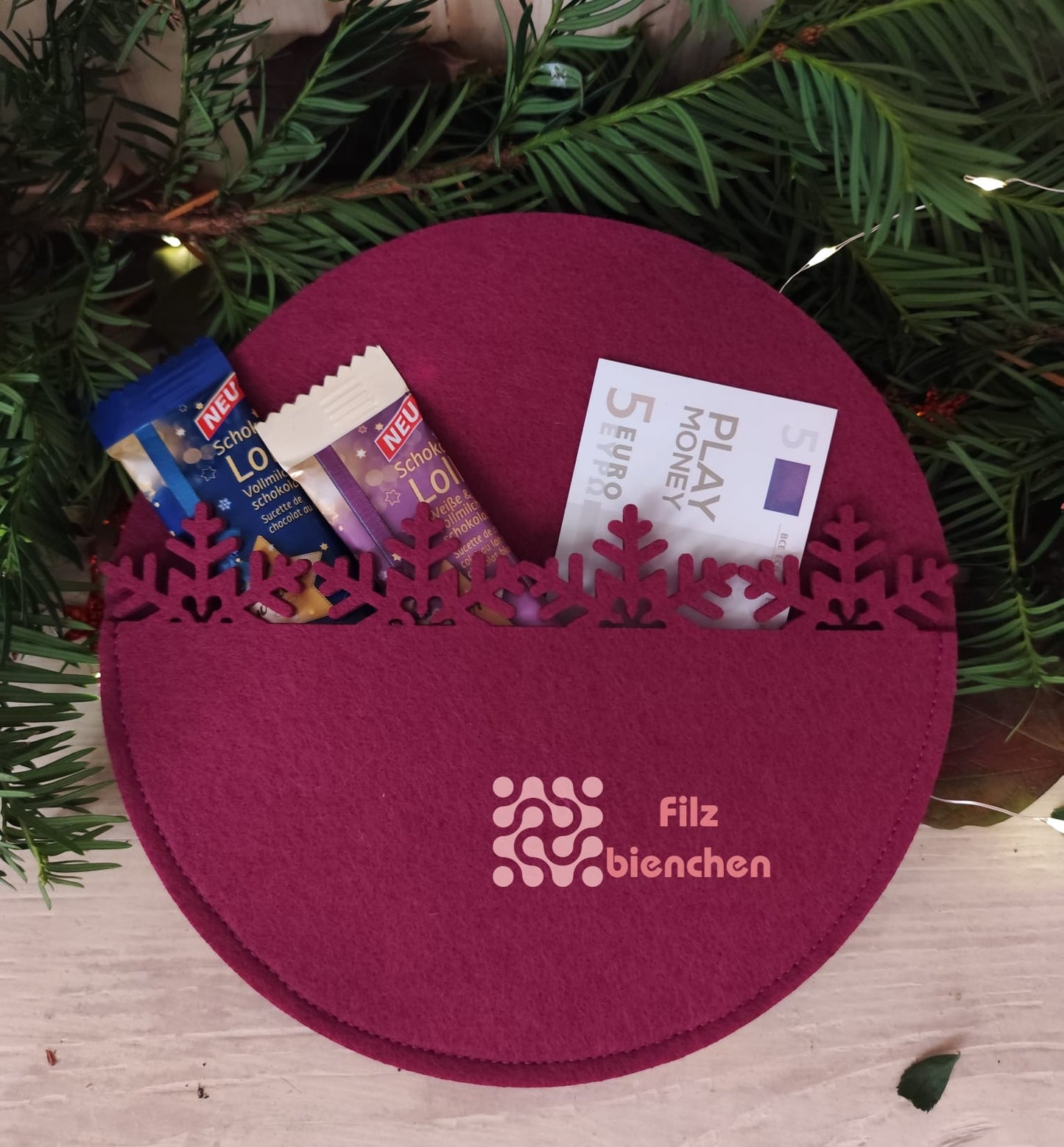 Kreistäschchen groß Borte Schnee 2er Set Stückpreis ab 2.75 Euro zzgl. 19% MwSt.