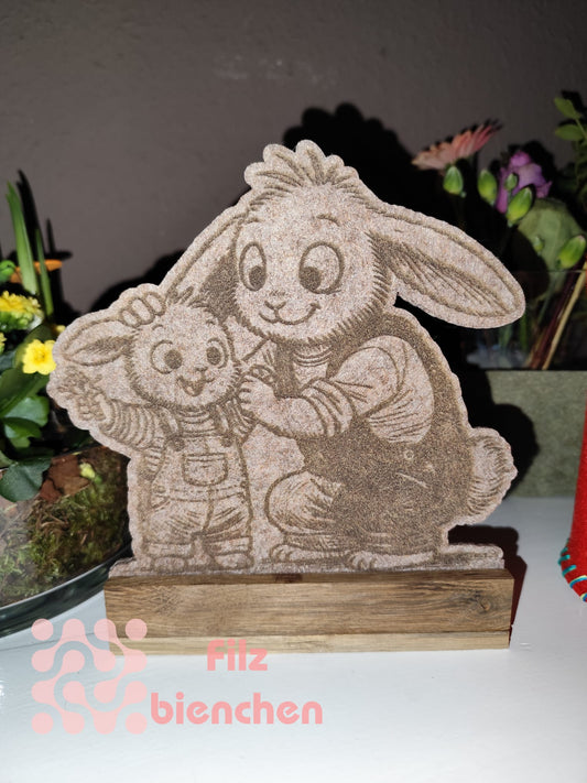 Hasenvater mit Kind Aufsteller für Holzklötzchen 2er Set Stückpreis ab 1,75€ zzgl. 19% MwSt.