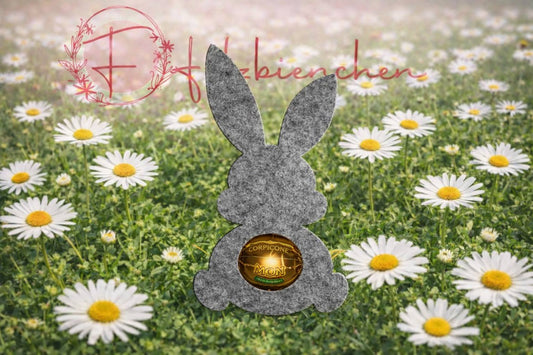 🐰 Filz-Hase „Langohr“ – sitzend Ausschnitt Schokokugeln, 3er Set, Stückpreis 0,90€ zzgl. Mwst