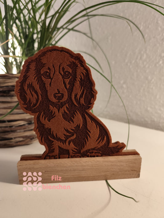 Holzfigur, Dackel langhaar, 2teilig, Stückpreis 1,92€ zzgl. Mwst