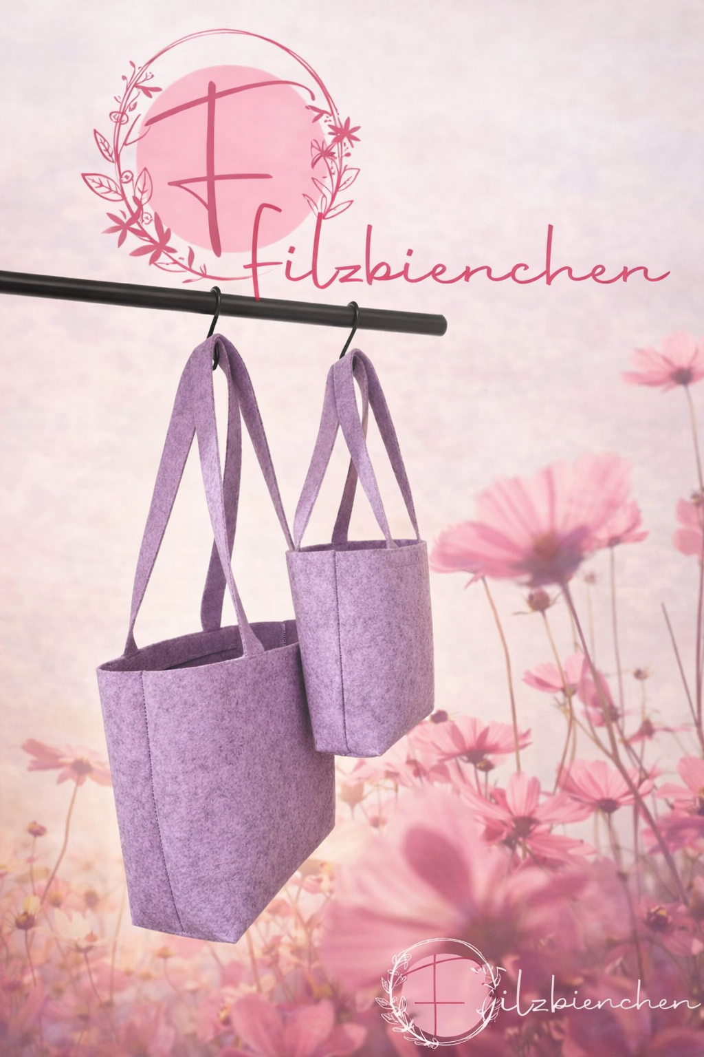 Tasche mit Filzhenkel klein,2er Set, Stückpreis 4,90€ zzgl. Mwst.