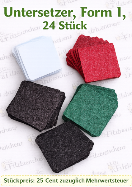 LETZTER ABVERKAUF VON GLITZER FILZ!!! Untersetzer I 24ger Set, ohne Farbwahl, 0,25€ zzgl. Mwst.