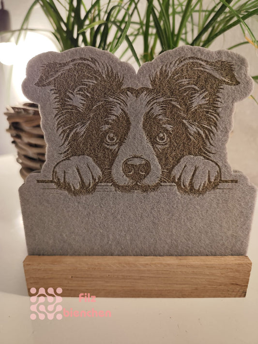 Border Collie graviert mit Rechteck, 2-teilig, Stückpreis 2,20€ zzgl. Mwst.