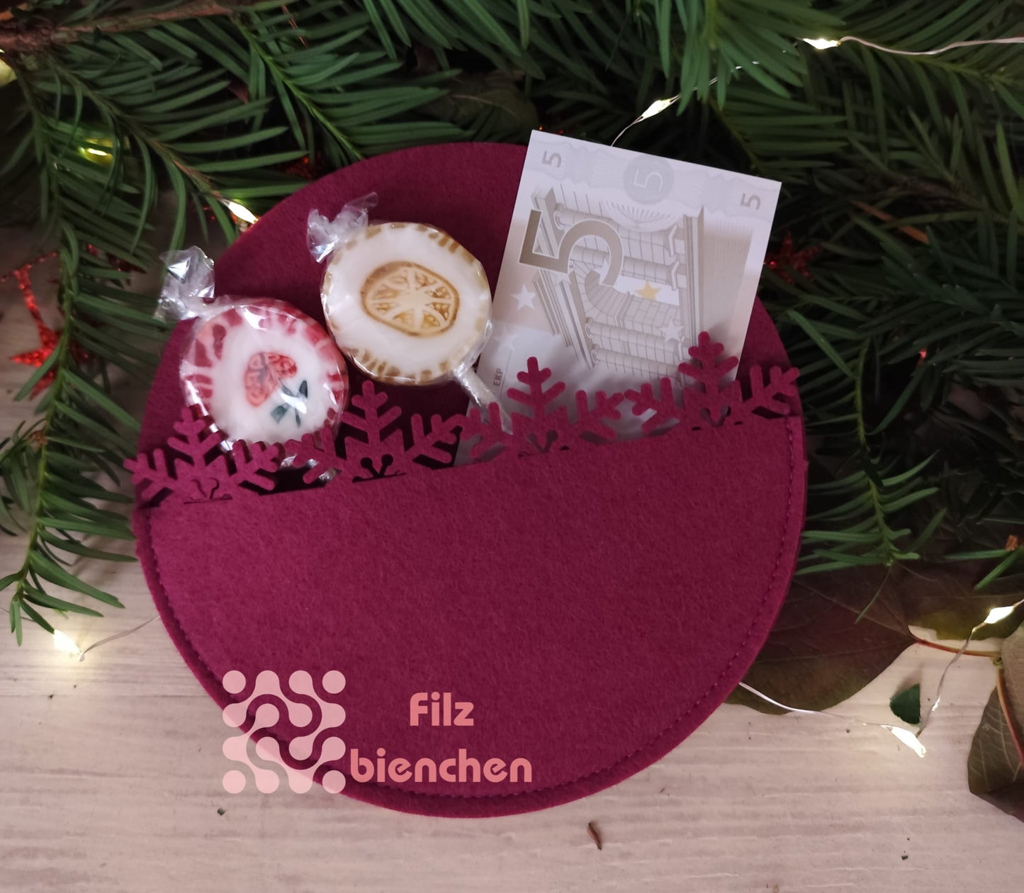 Kreistäschchen klein Borte Schnee 3er Set Stückpreis ab 1.80 Euro zzgl. 19% MwSt.