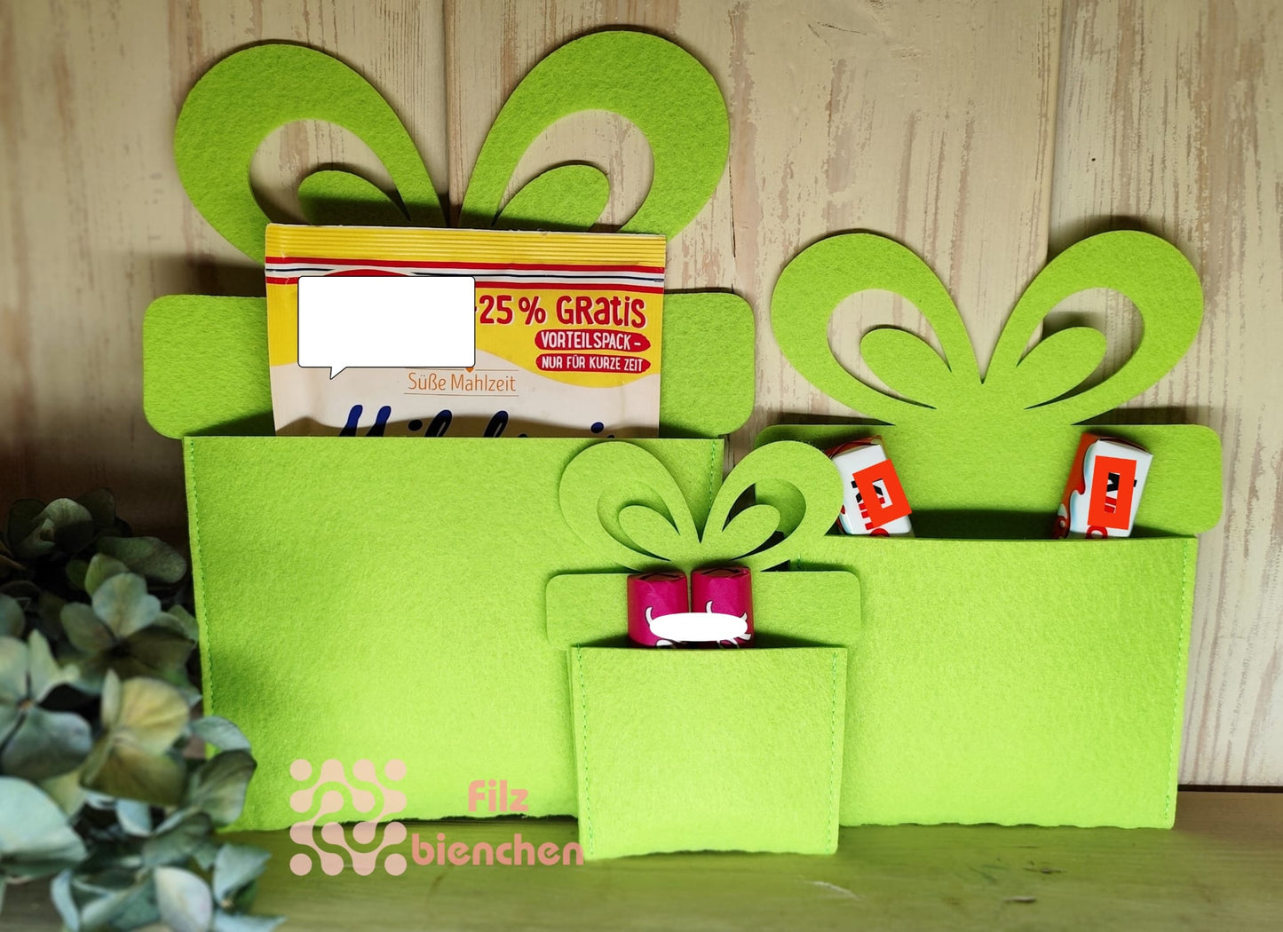 Geschenksilhouette mit Aufsatztasche Schokolade