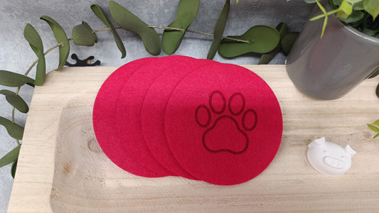 Untersetzer A Pfote teilgraviert rund 4er Set Stückpreis ab 0.70 Euro zzgl. 19% MwSt.