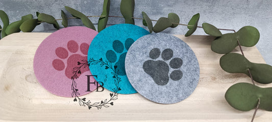 Untersetzer A Pfote vollgraviert rund 4er Set Stückpreis ab 0.70 Euro zzgl. 19% MwSt.