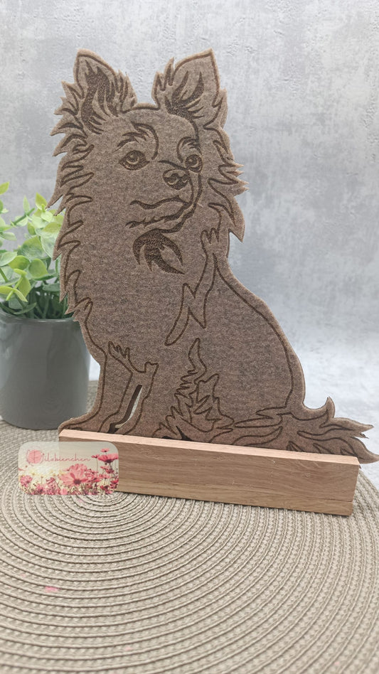 Langhaar Chihuahua SET bestehend aus einem gravierten und ungravierten Artikel für Holzständer Stückpreis ab 2.14 Euro zzgl. 19% MwSt.