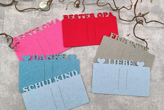 Karte mit Wunschtext max. 10 Buchstaben 3er Set Stückpreis ab 1.60 Euro zzgl. 19% MwSt.