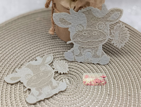 Kuh mit Blume Graviert 10 cm (10er Set) Stückpreis ab 0.61 Euro zzgl. 19% MwSt.