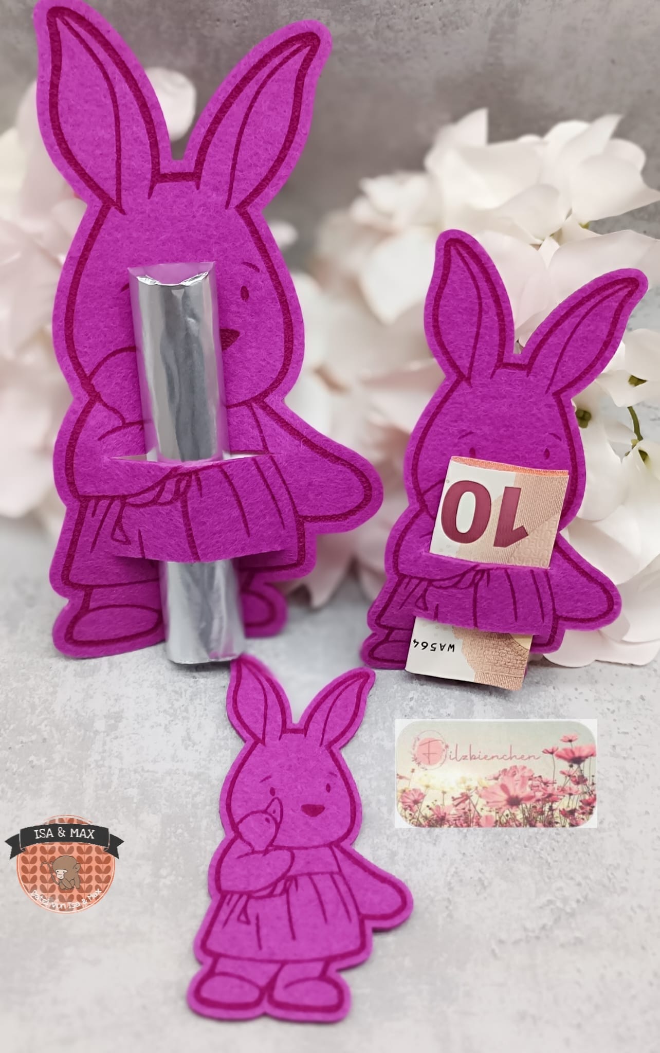 Hasenmädchen mit Ente graviert 10 cm (10er Set) Stückpreis ab 0.61 Euro zzgl. 19% MwSt.