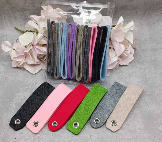 SONDERANGEBOT!! Schlüsselschlaufen gemischte Formen und Farben 3,0 x 12 cm (zusammengeklappt) inkl. Öse, 15er Set Stückpreis ab 0.58 Euro zzgl. 19% MwSt.