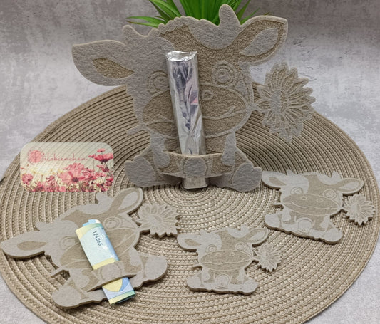 Kuh mit Blume Graviert 10 cm (10er Set) Stückpreis ab 0.61 Euro zzgl. 19% MwSt.