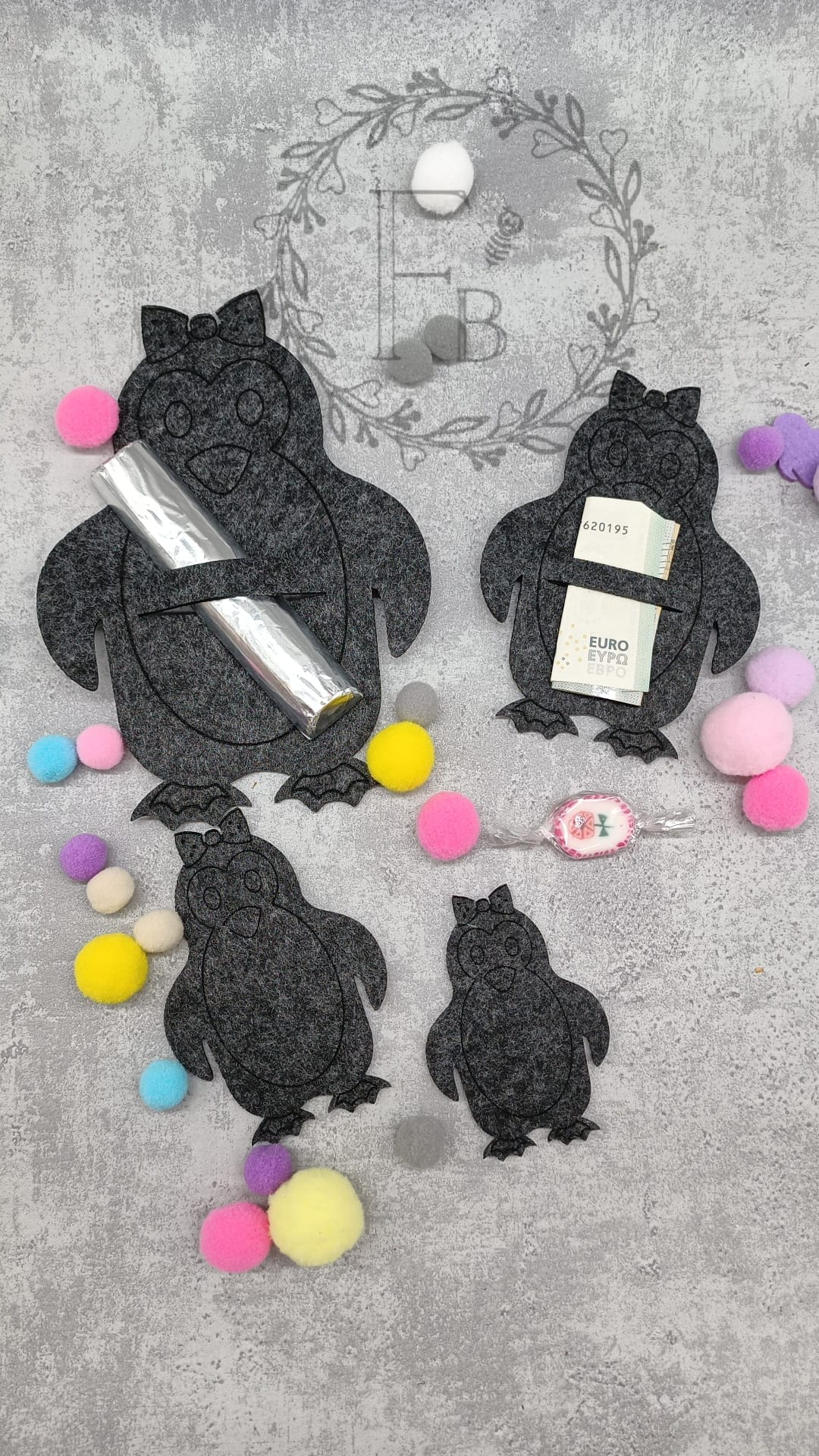 Pinguin Dame Graviert 10 cm (10er Set)