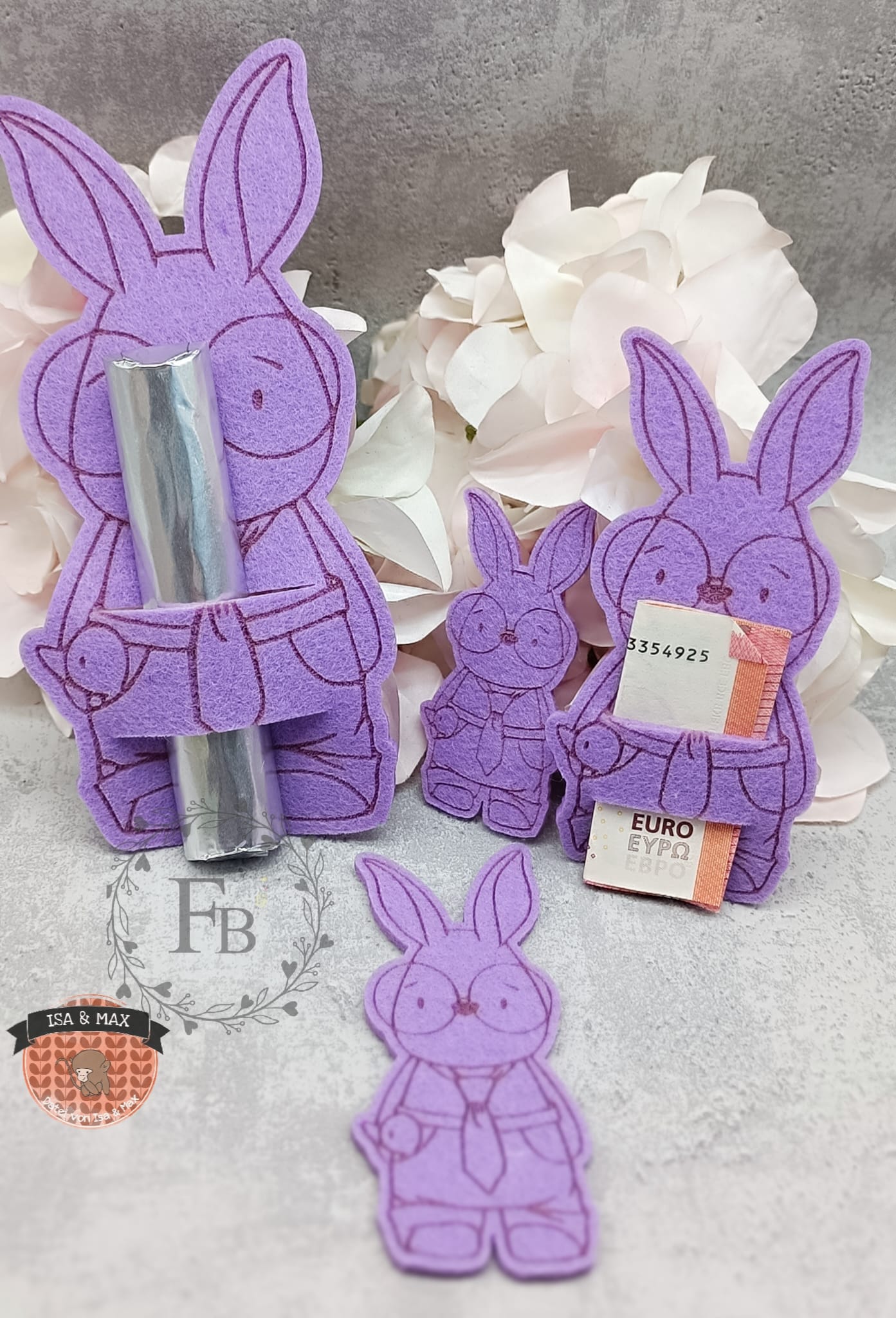 Hasenjunge mit Kravatte graviert Schlitz Schokolade