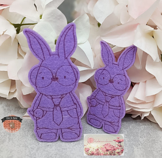 Hasenjunge mit Krawatte graviert 8 cm (10er Set) Stückpreis ab 0.44 Euro zzgl. 19% MwSt.