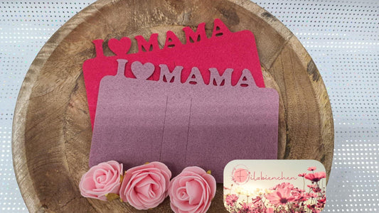 Karte mit Text "I "Herz" Mama" 3er Set Stückpreis ab 1.45 Euro zzgl. 19% MwSt.