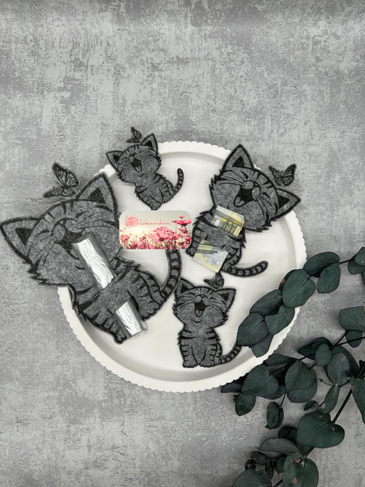Katze mit Schmetterling, Gravur 10 cm (10er Set) Stückpreis ab 0.52 Euro zzgl. 19% MwSt.