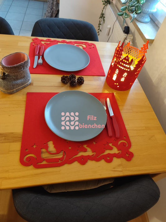 Platzdeckchen Weihnachtsmann mit Schlitten