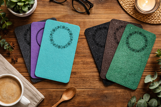 Abverkauf Teil 2    Untersetzer-Set aus Filz – 8 Stück mit Gravur & Glitzer Stüclpreis 1,25€ zzgl. Mwst.