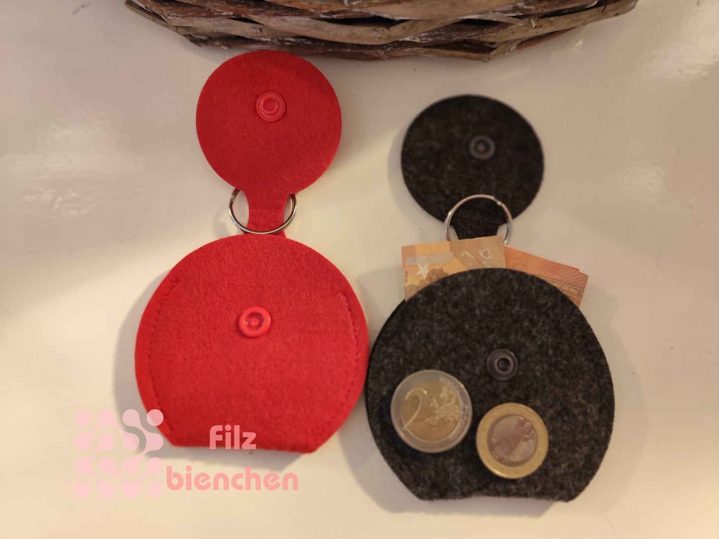 Kreistäschchen für den Schlüsselbund oder die Handtasche, 2er Set
