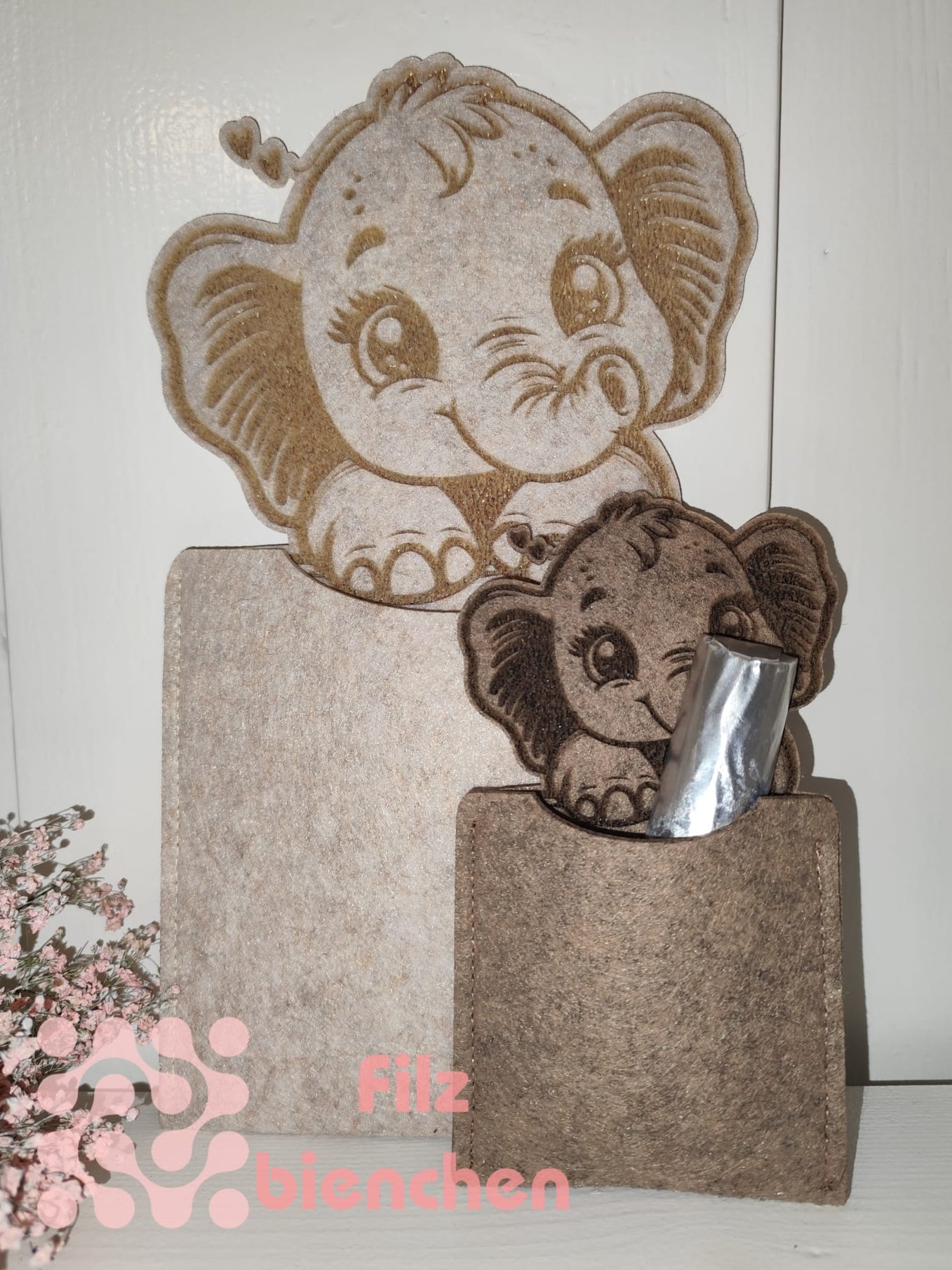 Elefant graviert Täschchen klein 2er Set, Stückpreis 1,30€ zzgl. Mwst.
