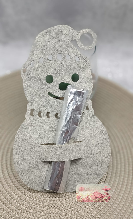 Schneemann mit Schlitz Schokolade